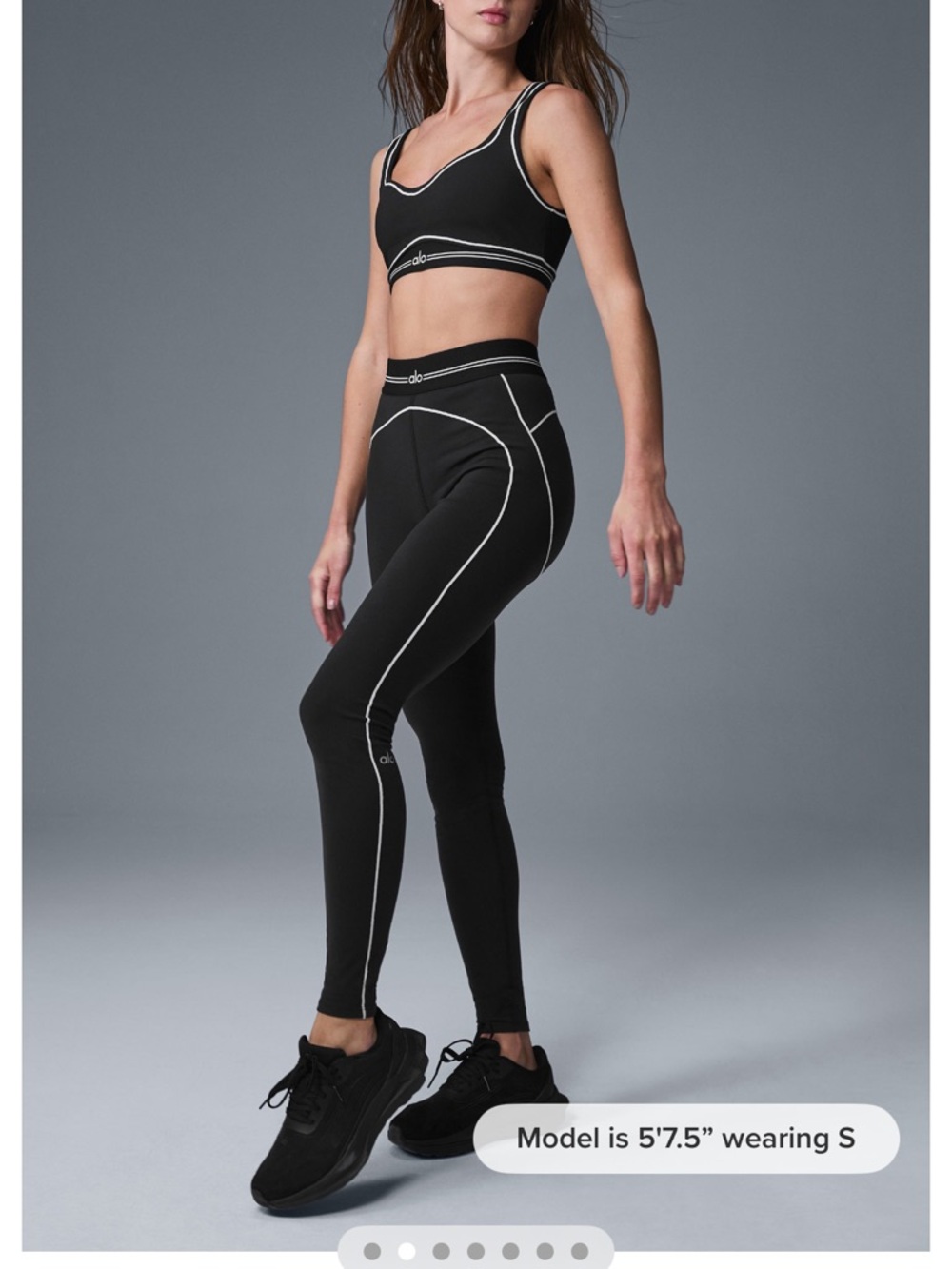 ALO Yoga Black Leggings with White Contrast Piping